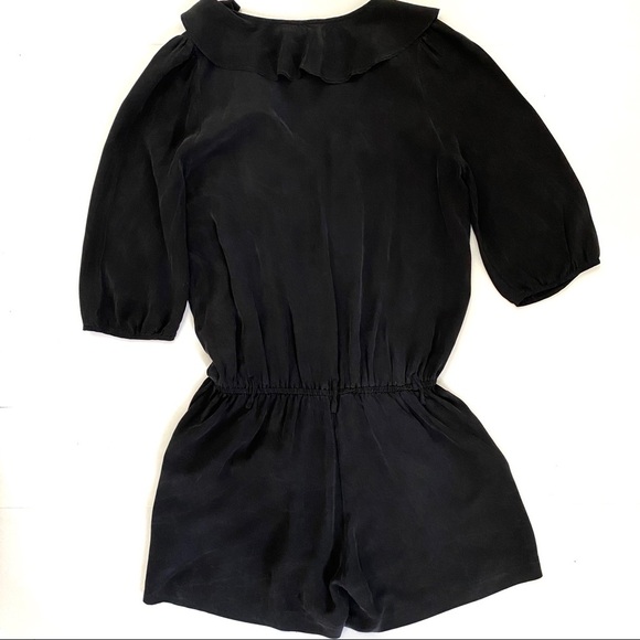 MASON Romper Black 100%  Silk Faux Wrap Romper - Picture 5 of 6